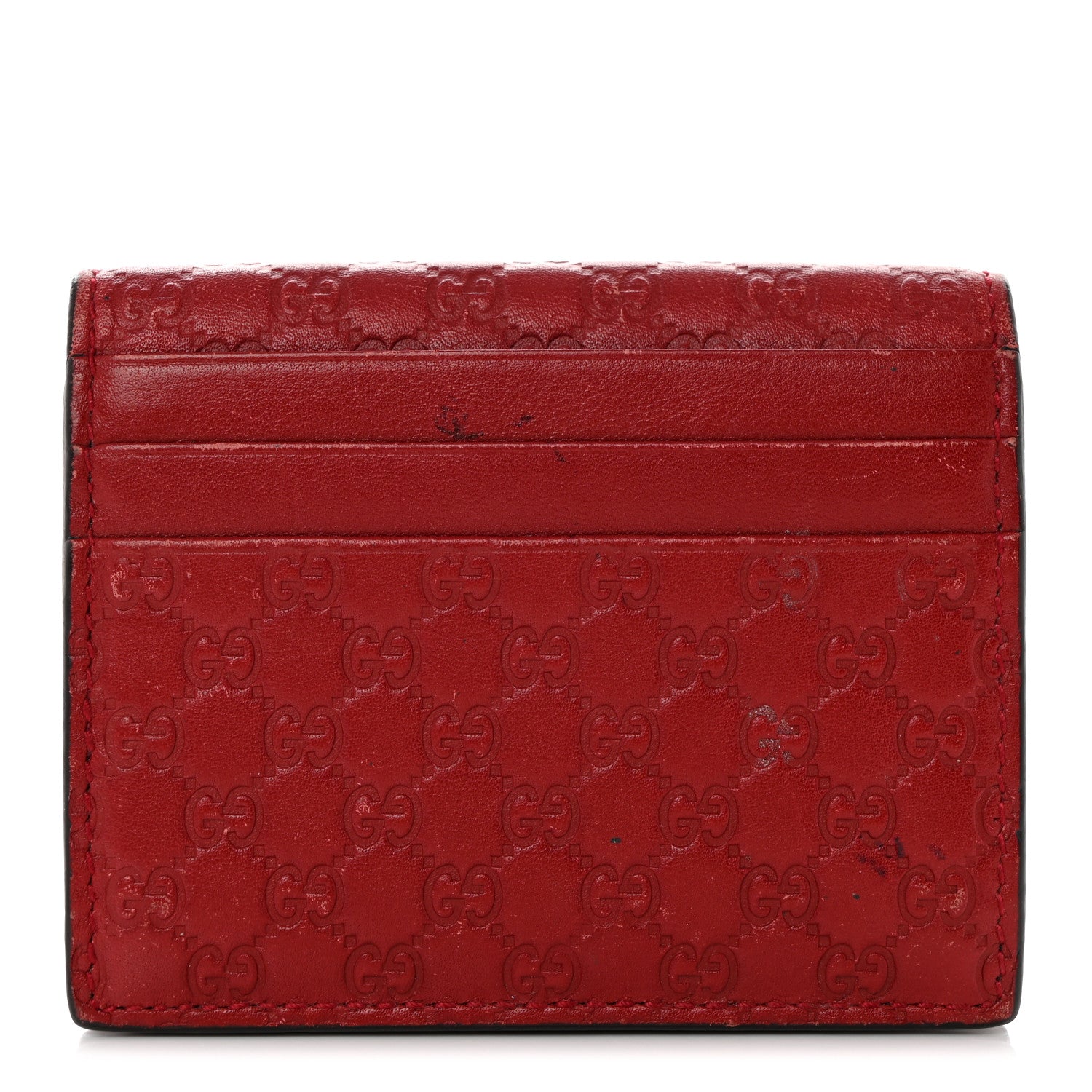 Gucci Guccissima Card Case Wallet Red 1 of 8