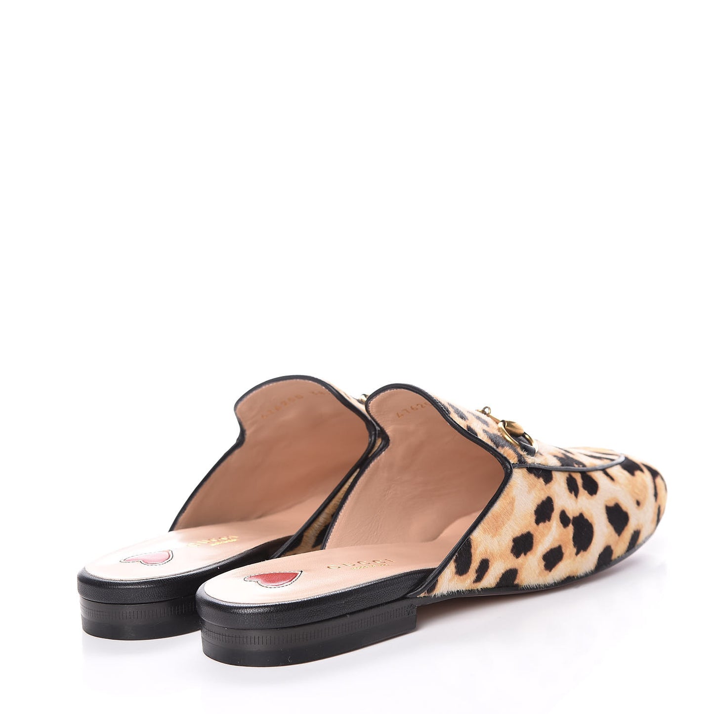 Calf Hair Leopard Print Womens Princetown Slippers 38.5 Naturale Black