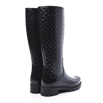 Louis Vuitton Rubber Embossed Monogram Splash Rain Boots 38 Black 4 of 8