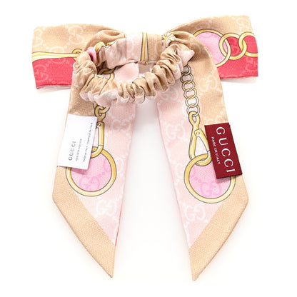 Gucci Silk Monogram Chain Print Scrunchie Hair Tie Roseate Pink 2 of 4