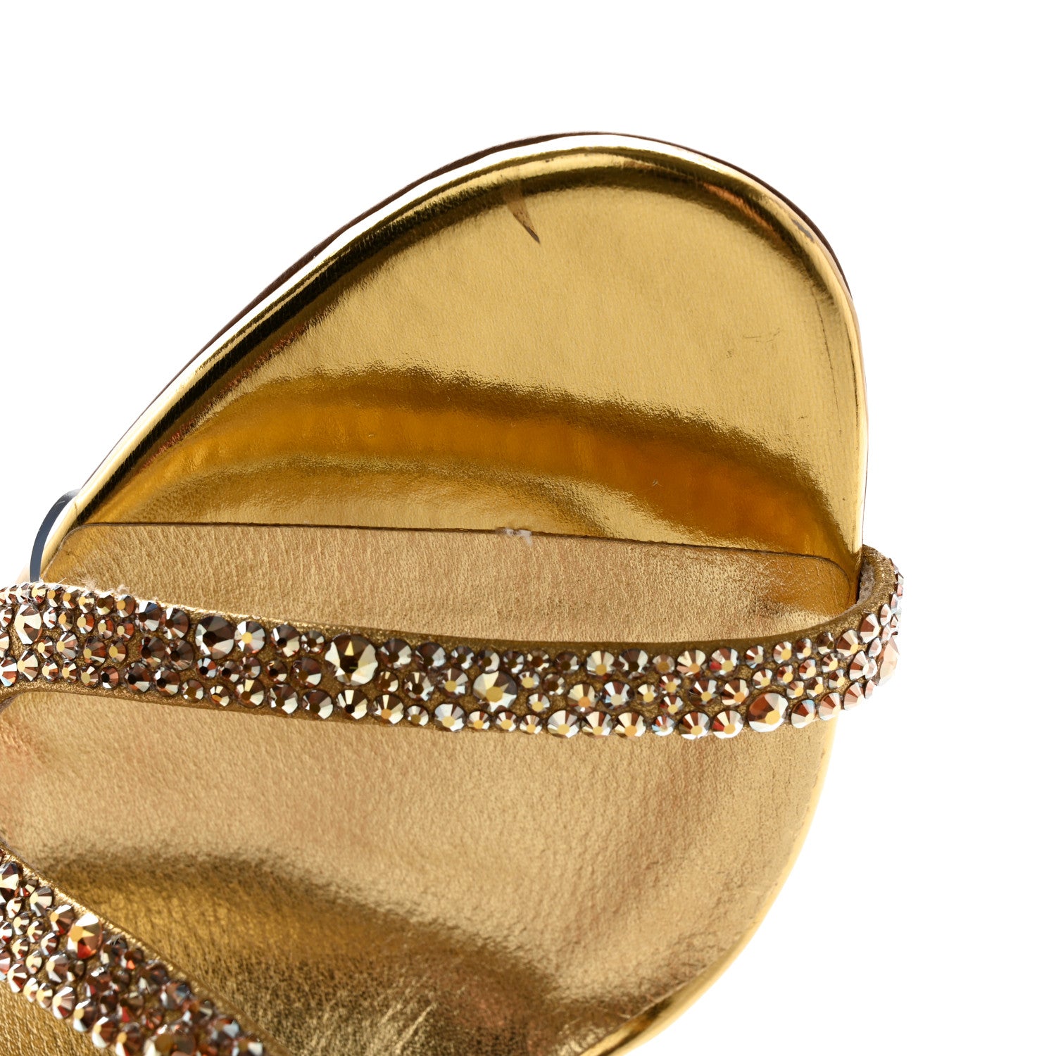 Christian Louboutin Suede Crystal Strass Rosalie 100 Sandals 37.5 Gold 9 of 23