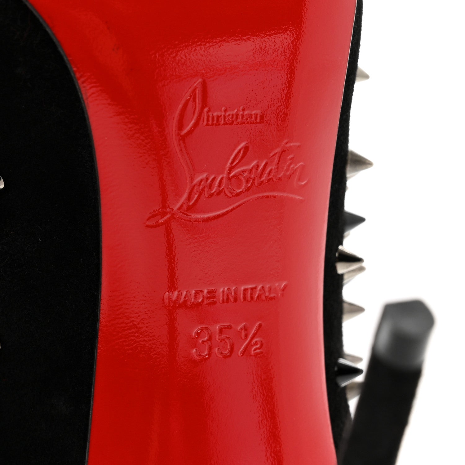 Christian Louboutin Veau Velours Studded Escarpic 100 Pumps 35.5 Black 7 of 8