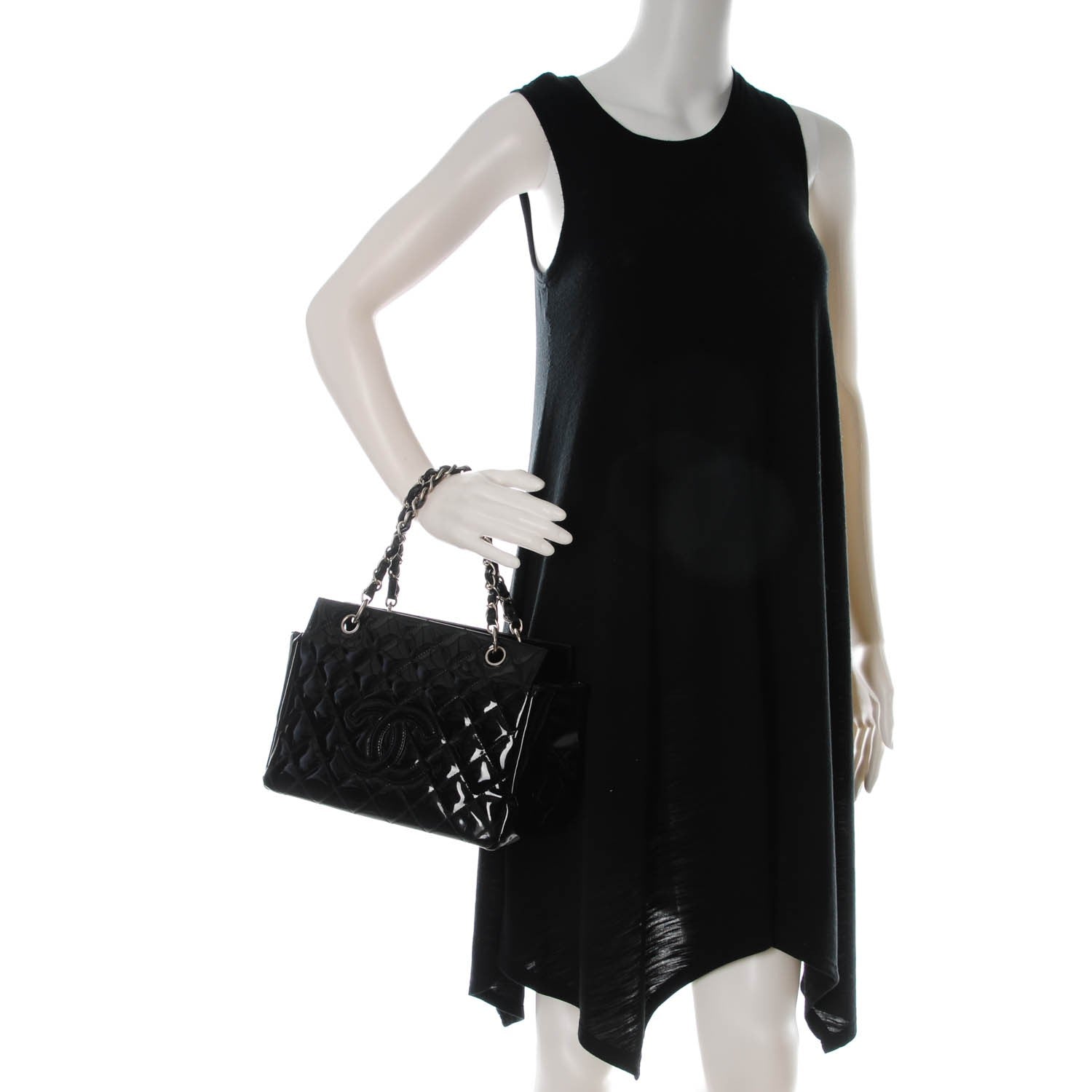 Chanel Patent Quilted Petit Timeless Tote PTT Black 2 of 7