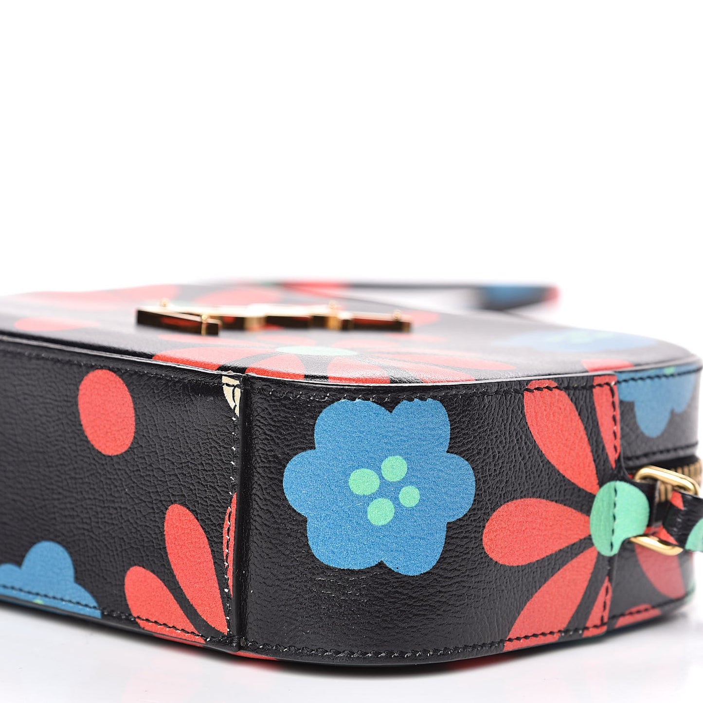 Calfskin Floral Print Small Classic Monogram Camera Bag Black