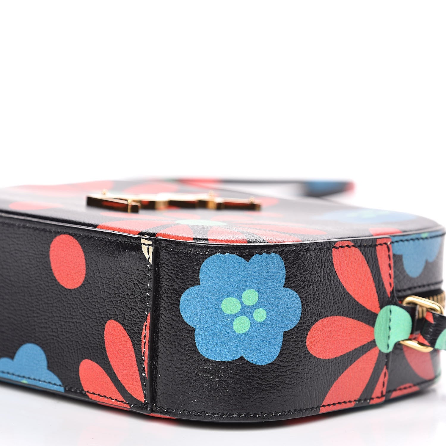 Saint Laurent Calfskin Floral Print Small Classic Monogram Camera Bag Black 8 of 8