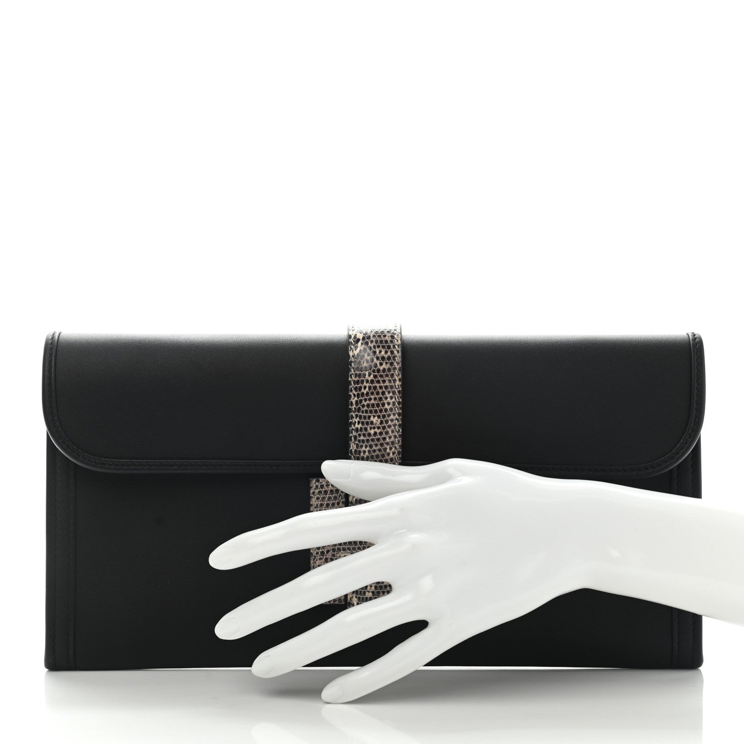 Hermes Swift Lizard Jige Elan Touch 29 Clutch Black Ombre 2 of 7