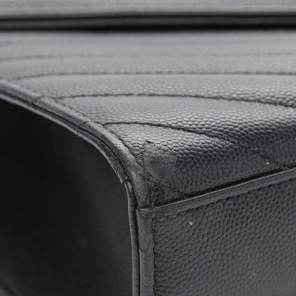 Saint Laurent Grain De Poudre Matelasse Chevron Medium Monogram Satchel Black 11 of 18