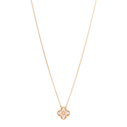 Van Cleef & Arpels 18K Rose Gold Diamond Vintage Alhambra Pendant Necklace 1 of 5