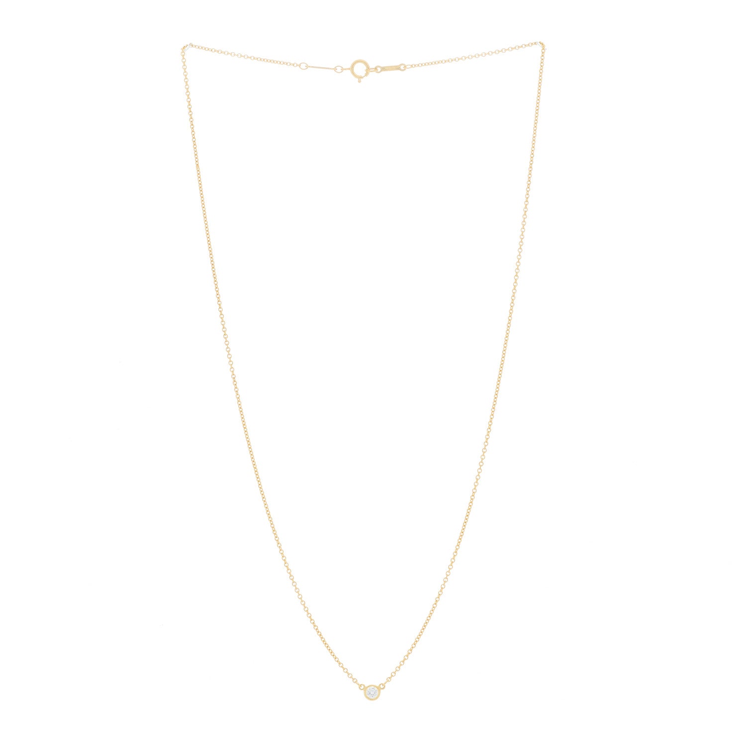Tiffany 18K Yellow Gold Diamond .08ct Elsa Peretti Diamonds by the Yard Pendant Necklace 2 of 5