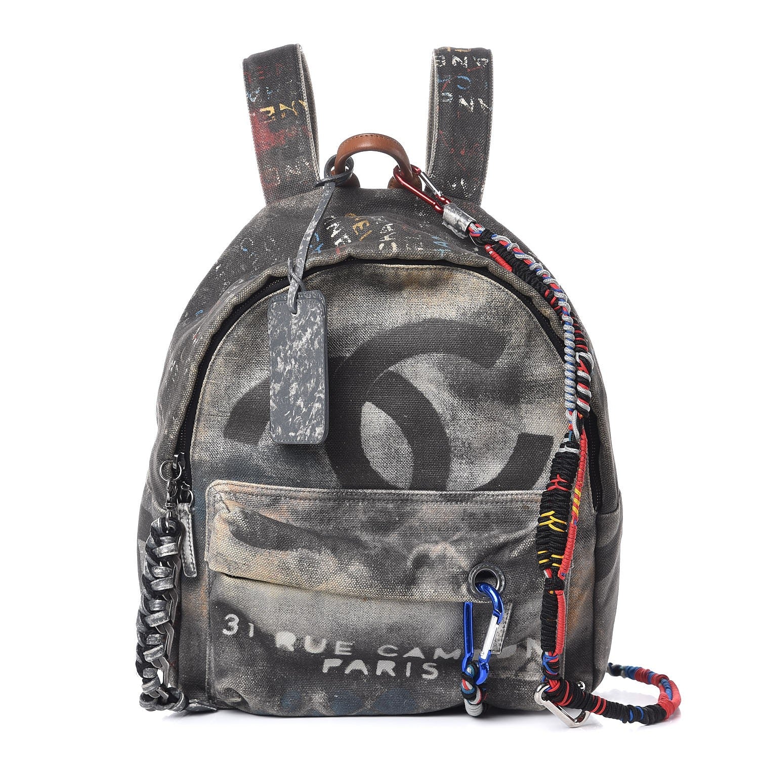 Chanel Graffiti Printed Canvas Medium Backpack Black 1 of 8