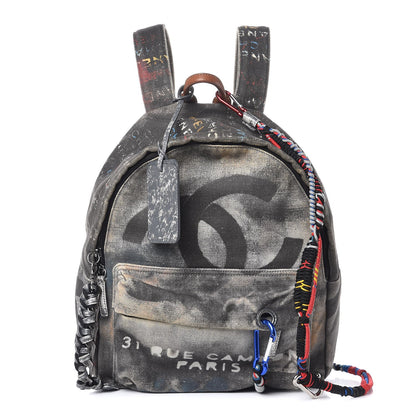 Chanel Graffiti Printed Canvas Medium Backpack Black 1 of 8