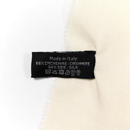 Chanel Cashmere Silk CC Fringe Scarf White Pink Blue 4 of 4