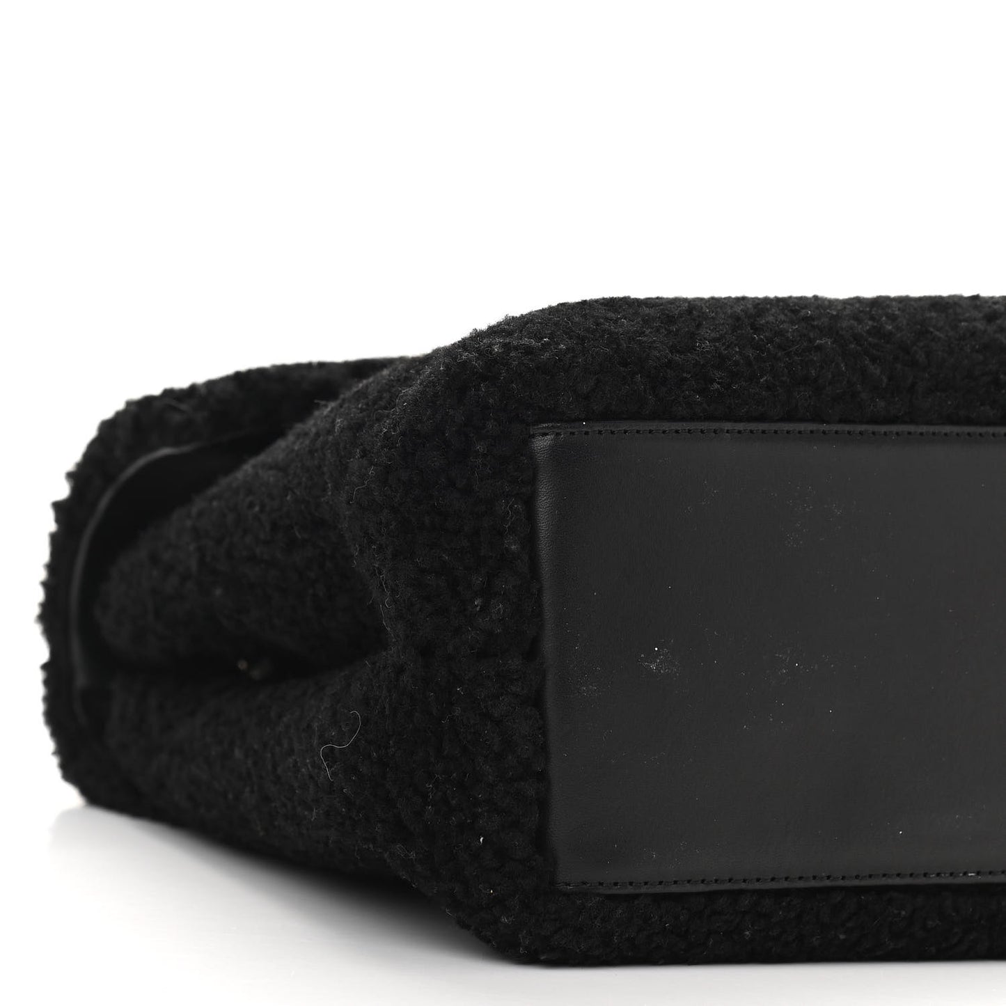 Shearling Monogram Medium Loulou Shoulder Bag Black