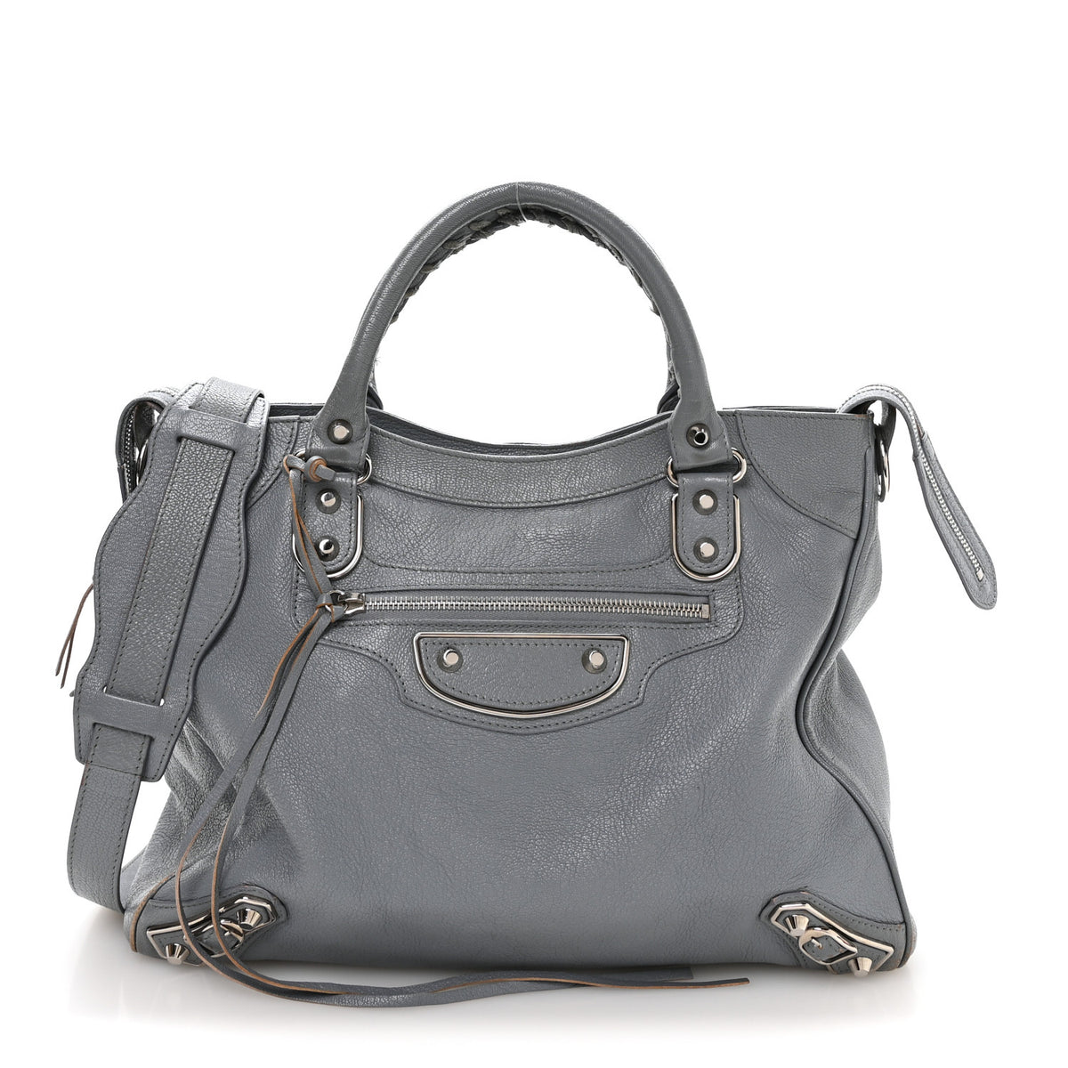 Chevre Silver Metallic Edge Hardware Velo Gris Acier