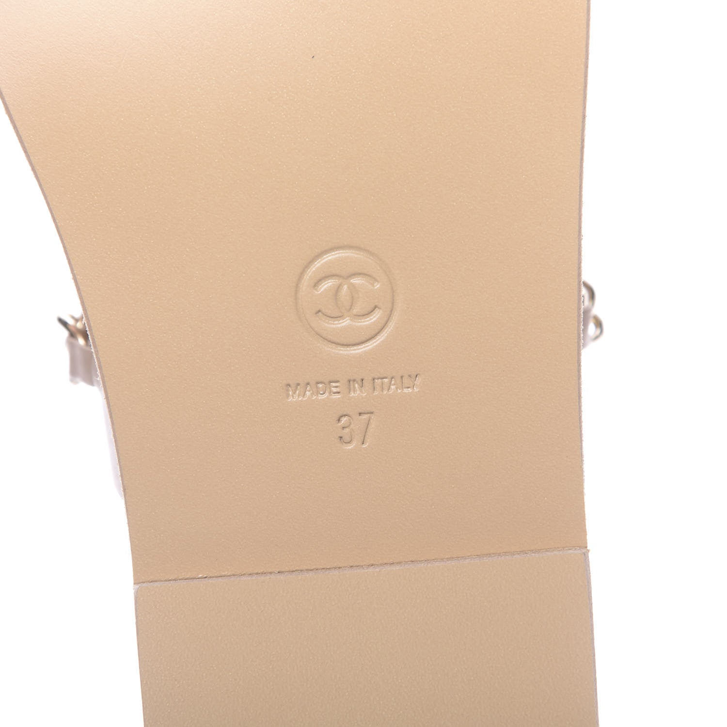 Chanel Calfskin Chain CC Logo Toe Ring Sandals 37 Beige 6 of 9