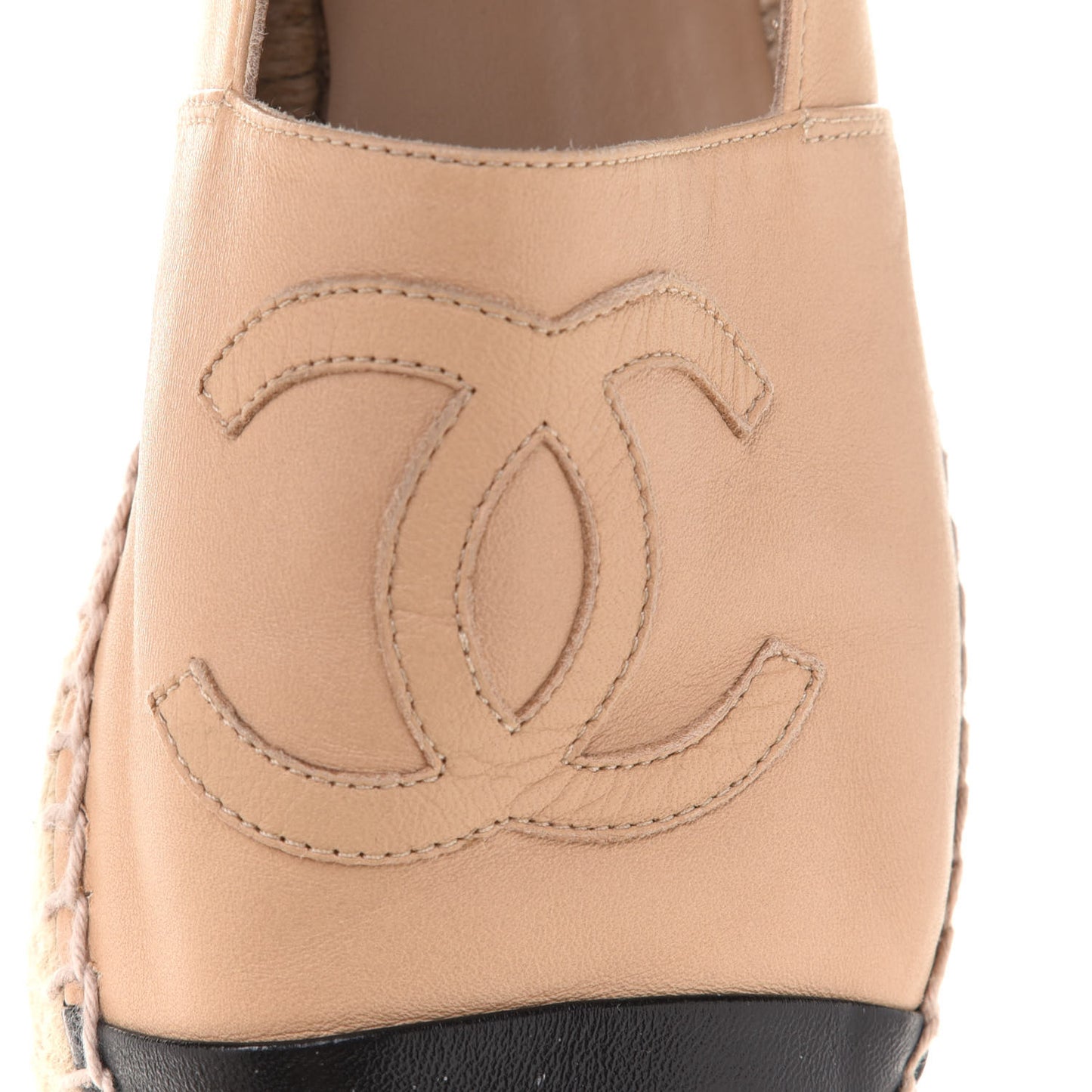 Lambskin CC Espadrilles 38 Beige Black