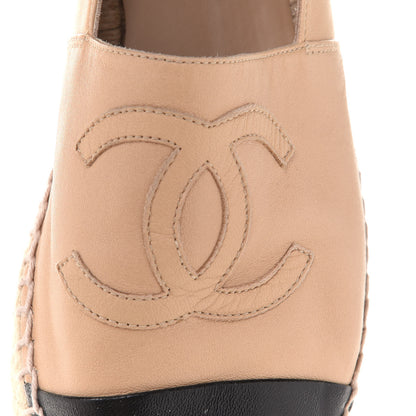 Chanel Lambskin CC Espadrilles 38 Beige Black 10 of 11