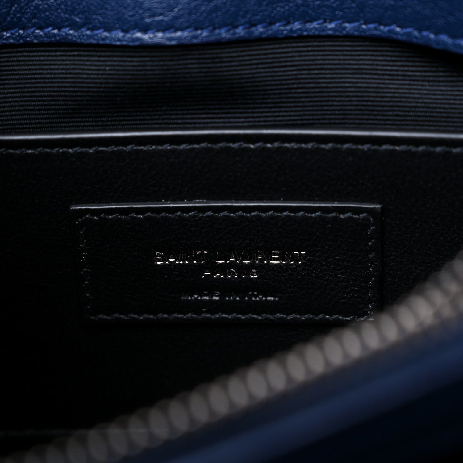 Saint Laurent Sheepskin Matelasse Chevron Monogram Medium College Bag Blue Charron 7 of 10