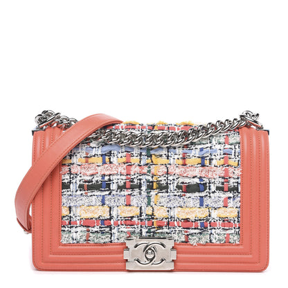 Chanel Lambskin Tweed Medium Boy Flap Coral 1 of 11