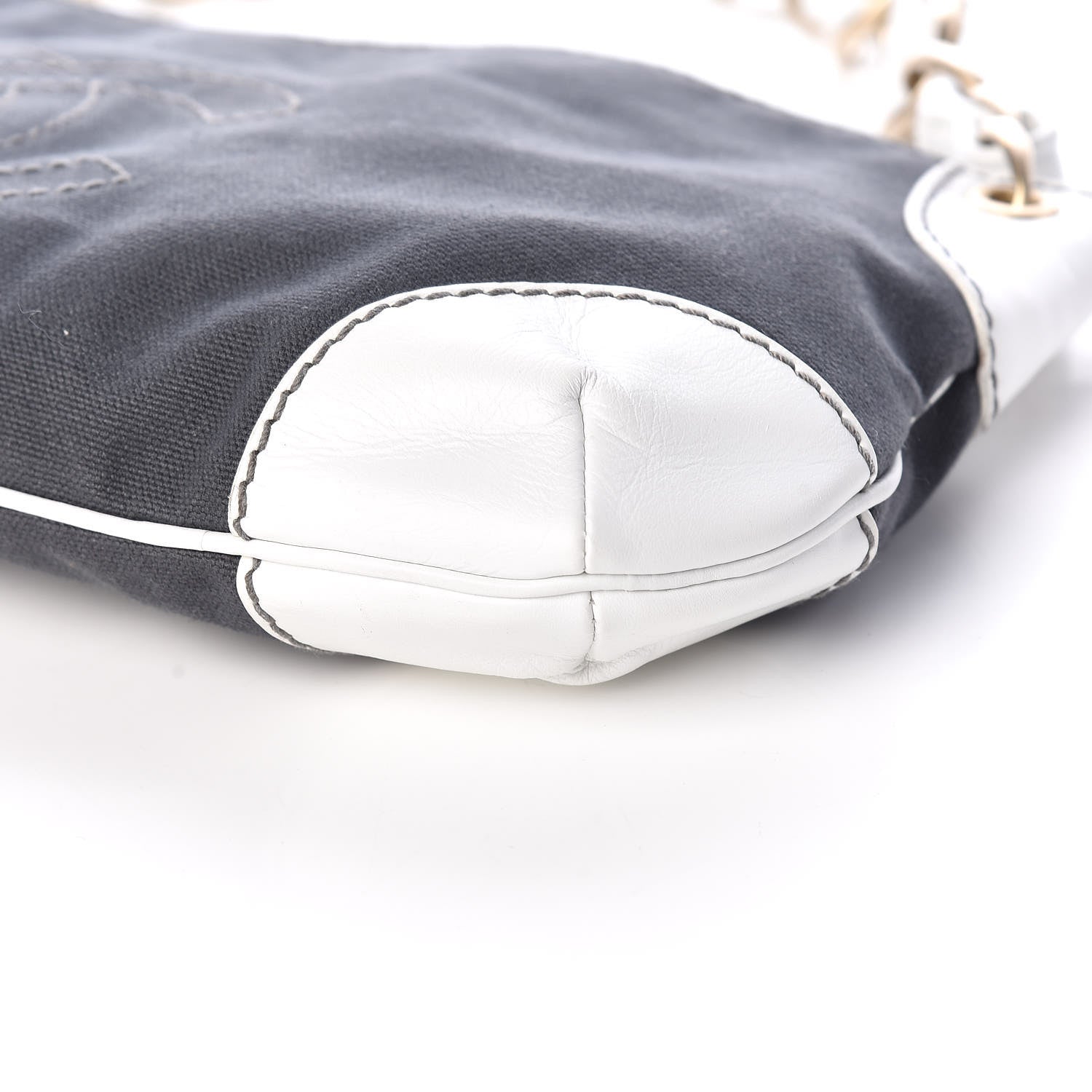 Chanel Lambskin Canvas CC Olsen Chain Small Shoulder Bag White Grey 9 of 9