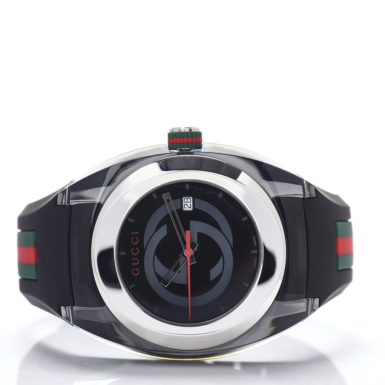 Gucci Stainless Steel Rubber 46mm Sync Web Quartz Watch Black 2 of 4