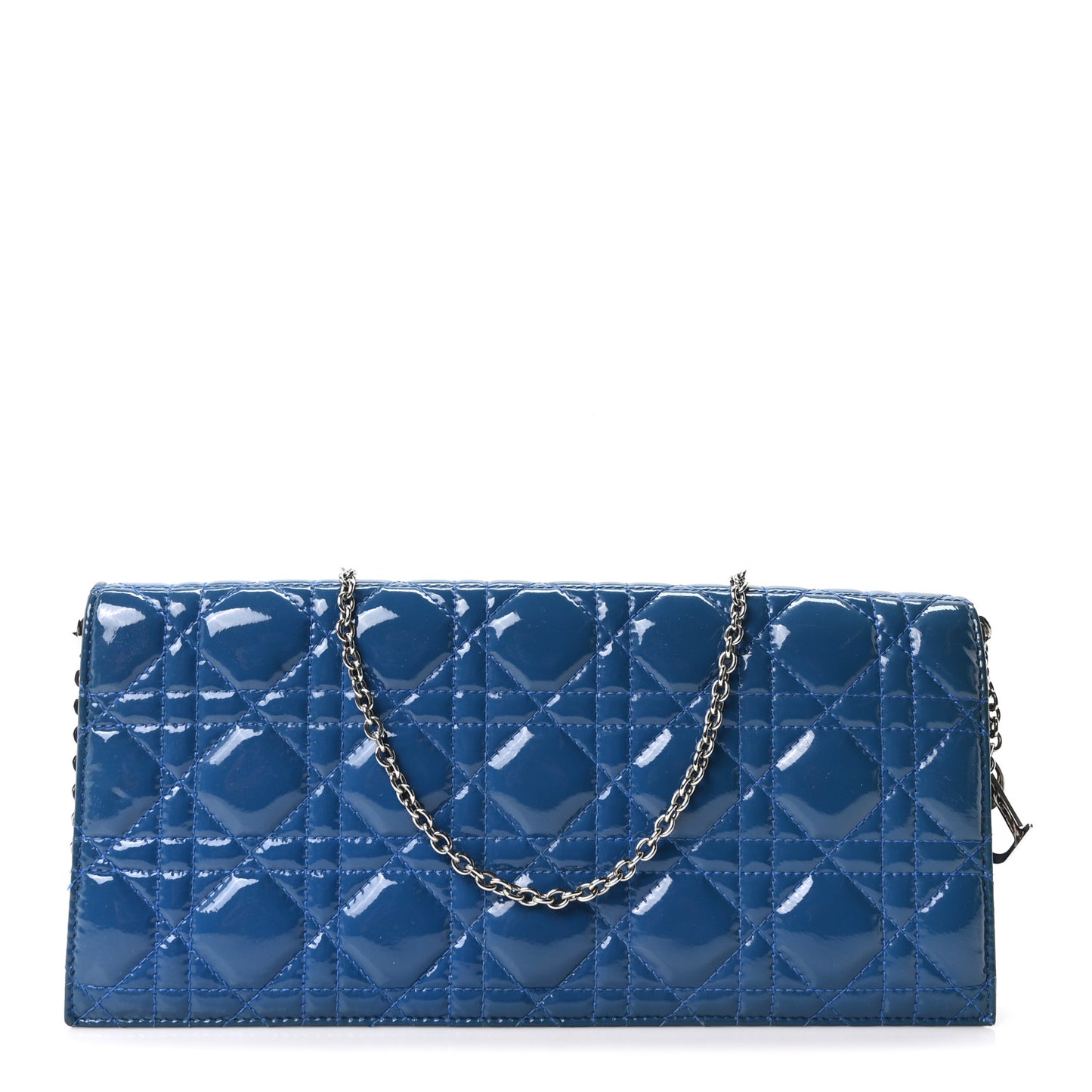 Patent Cannage Lady Dior Convertible Clutch Blue