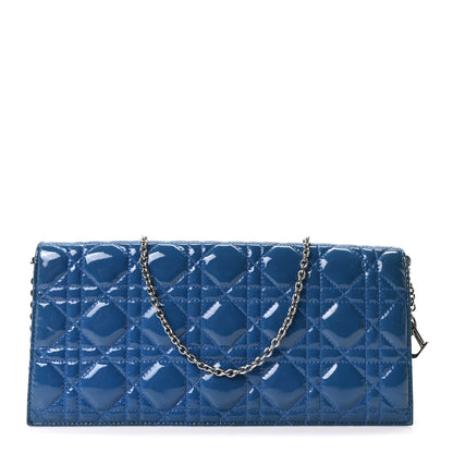Christian Dior Patent Cannage Lady Dior Convertible Clutch Blue 1 of 9