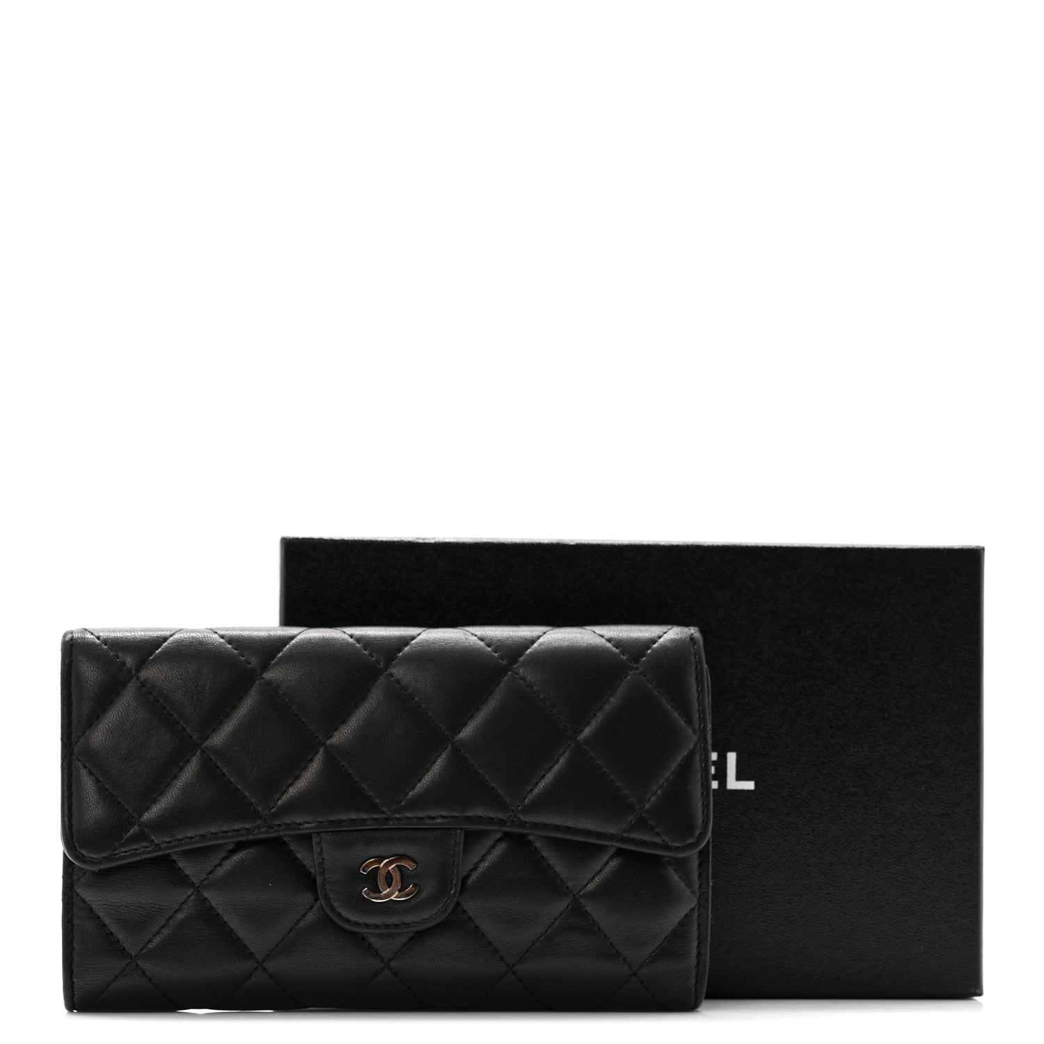 Chanel Lambskin Quilted Large Flap Wallet Black 13 of 13
