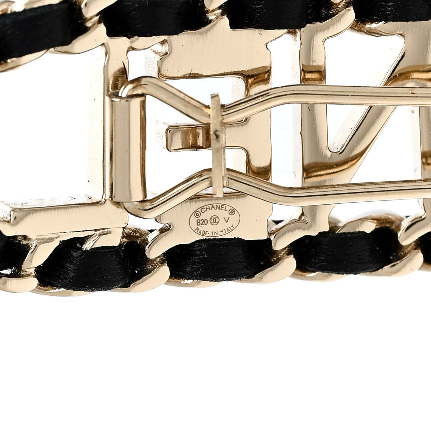 Metal Lambskin Vintage Allure Logo Hair Clip Black Gold