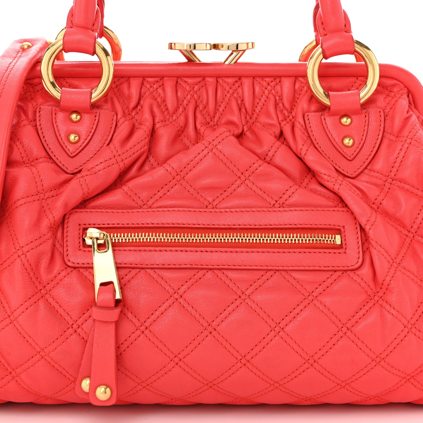 Calfskin Quilted Leather Stam Bag Coral