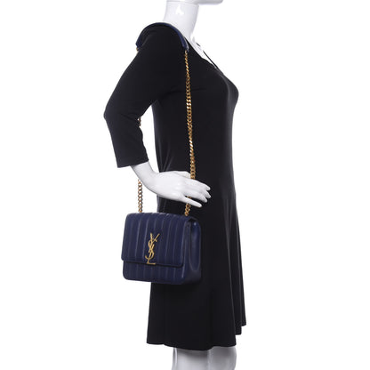 Saint Laurent Lambskin Matelasse Monogram Medium Vicky Chain Bag Blue 2 of 11