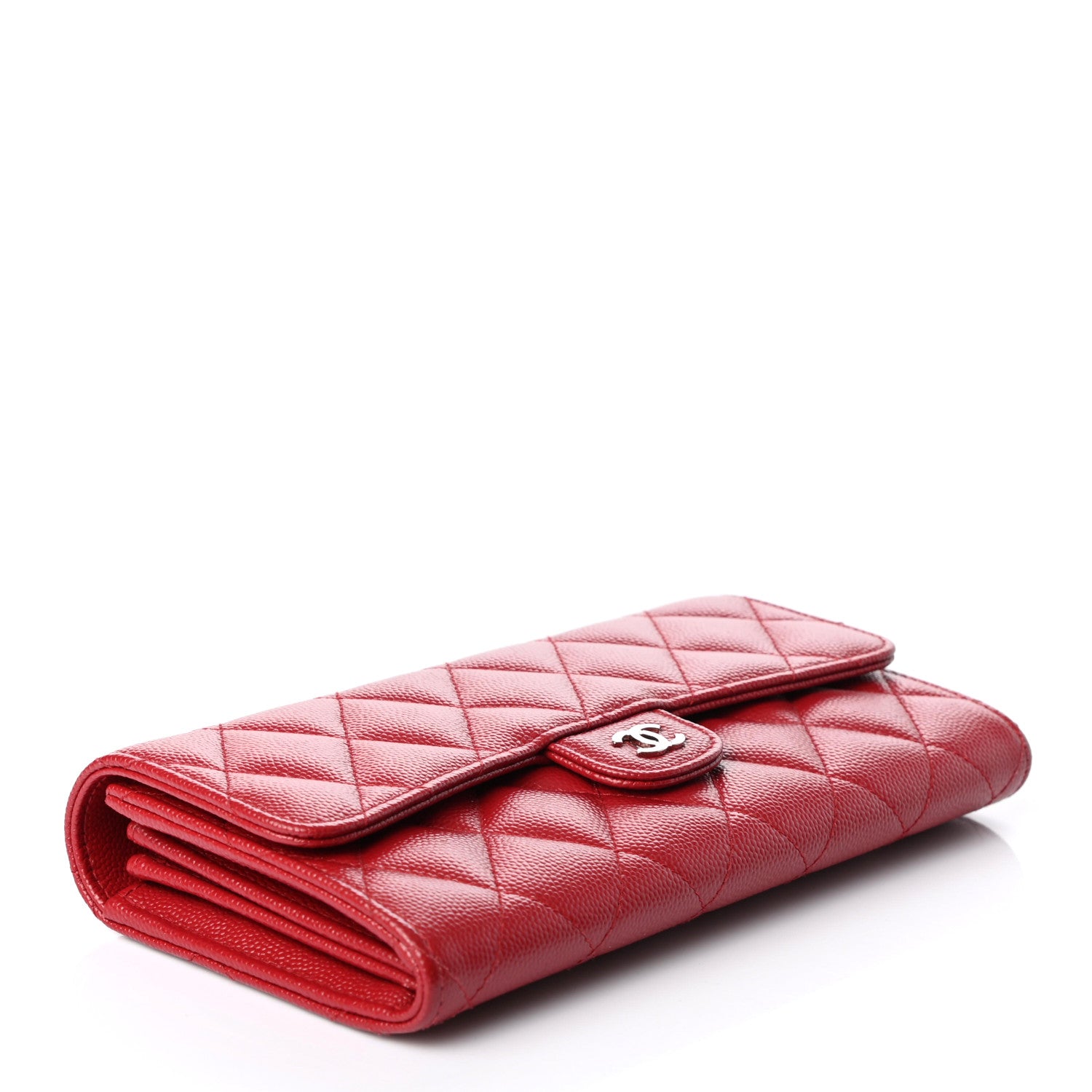 Chanel Caviar Quilted Large Gusset Flap Wallet Red 4 of 8