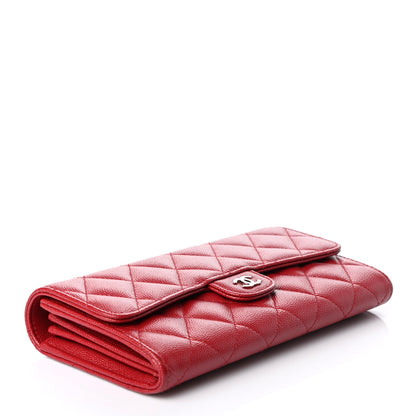 Chanel Caviar Quilted Large Gusset Flap Wallet Red 4 of 8