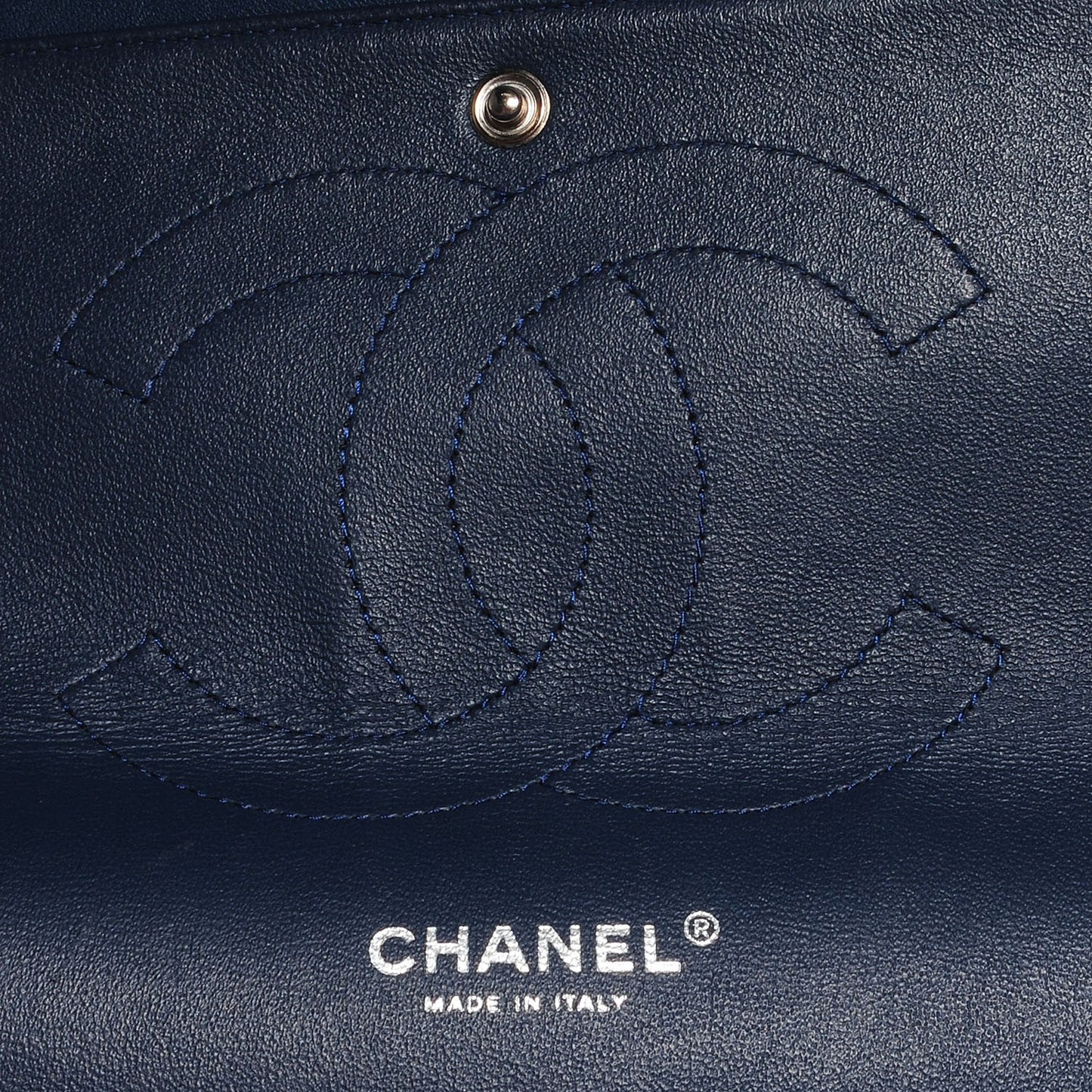Patent Jumbo Double Flap Navy Blue