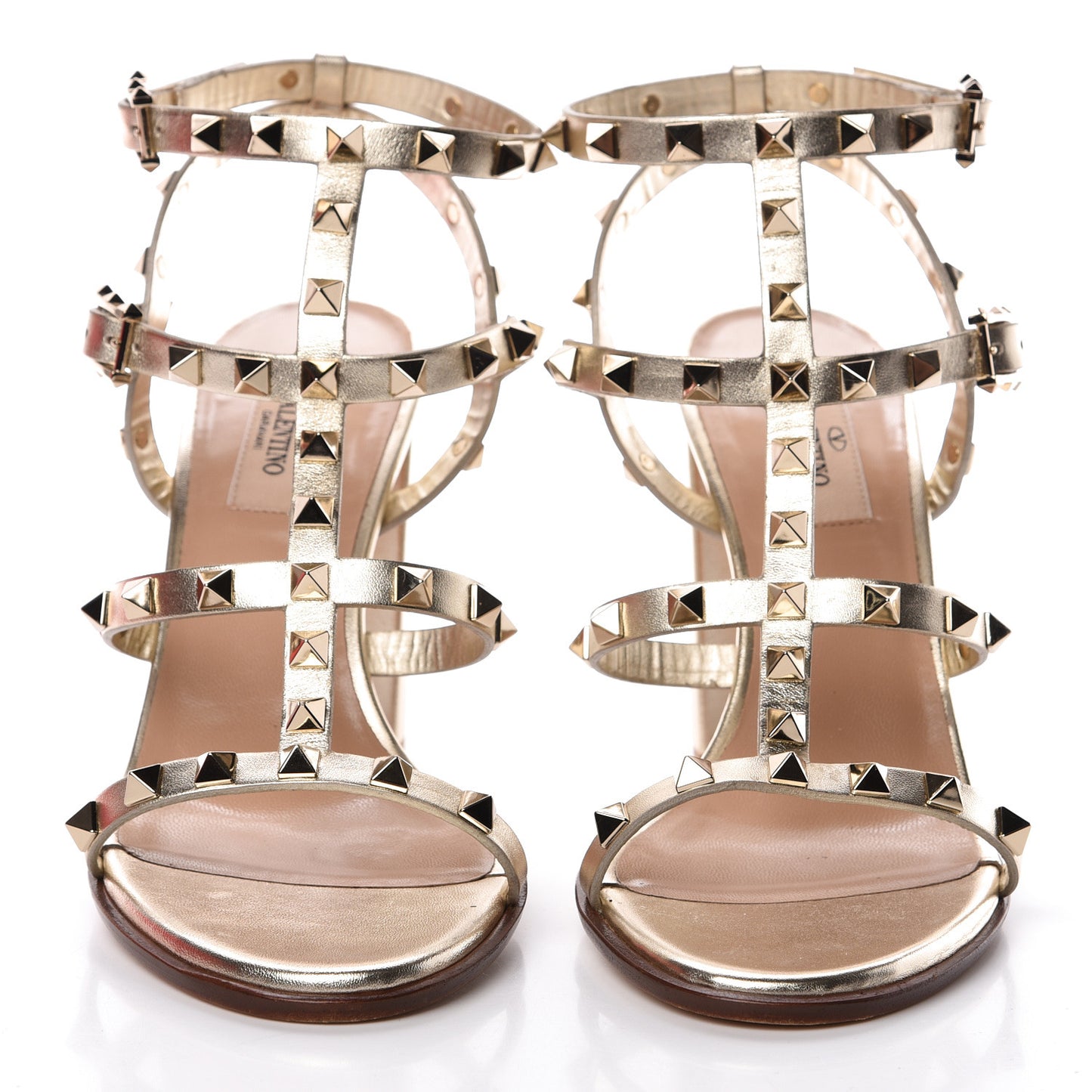 Metallic Nappa Rockstud 90mm City Sandals 38.5 Skin