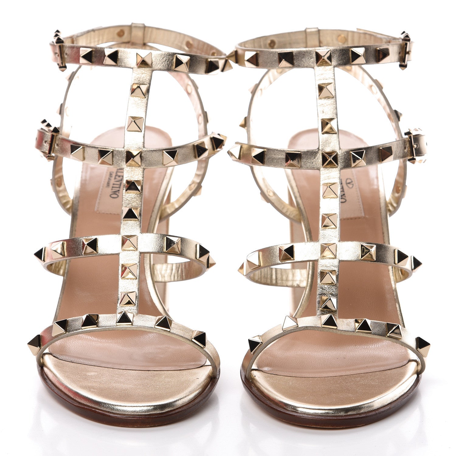 Valentino Garavani Metallic Nappa Rockstud 90mm City Sandals 38.5 Skin 2 of 14