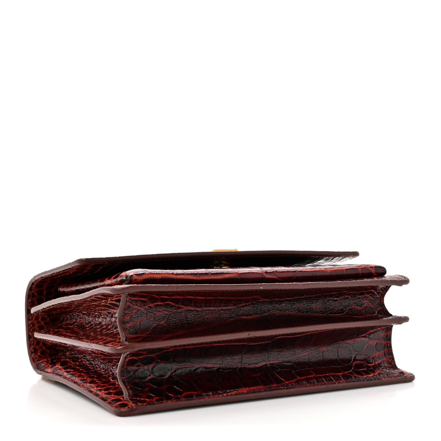 Calfskin Crocodile Embossed Medium Monogram Sunset Amber
