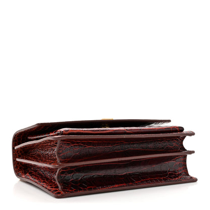 Saint Laurent Calfskin Crocodile Embossed Medium Monogram Sunset Amber 4 of 12