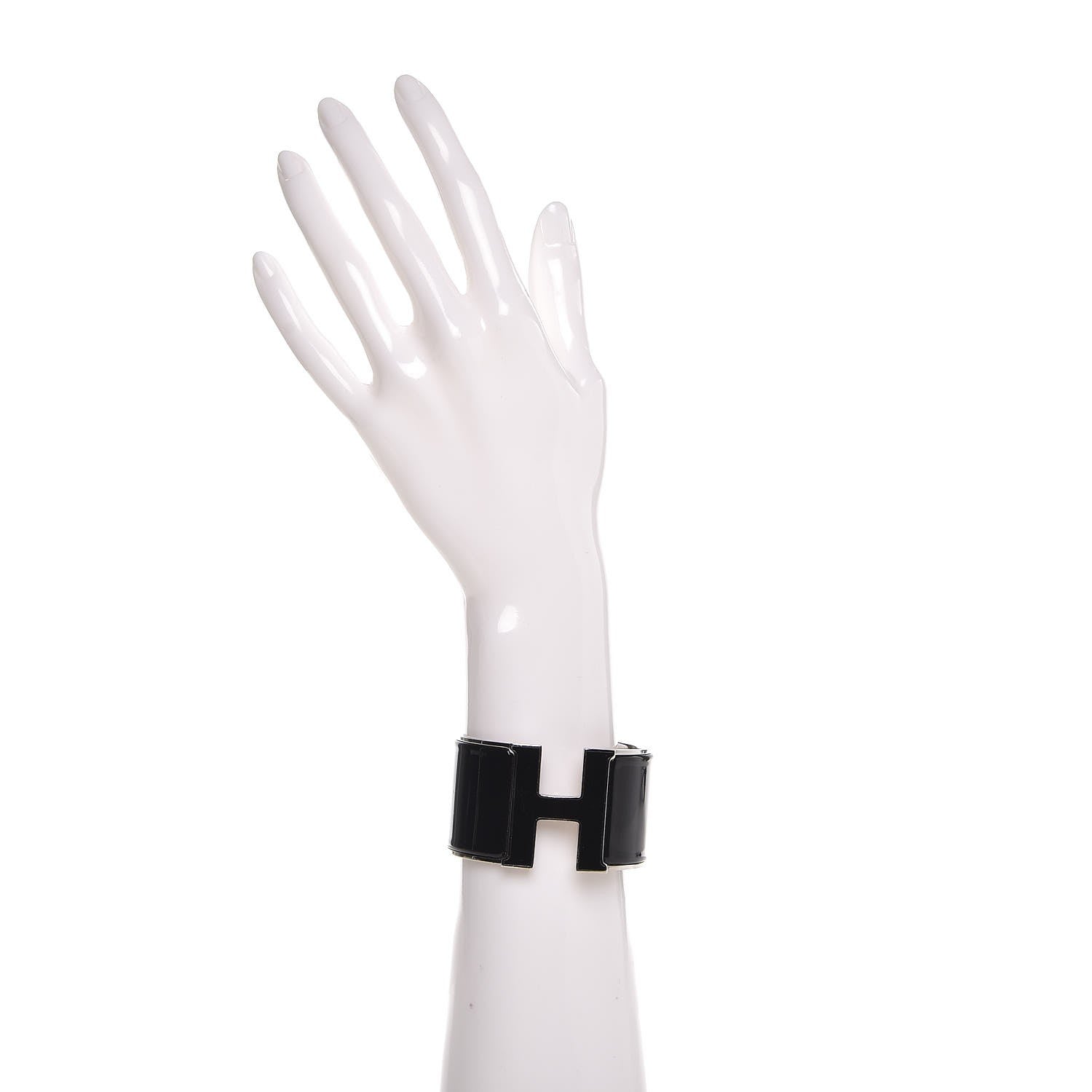 Hermes Enamel Extra Wide Clic Clac H Bracelet GM Black 2 of 7