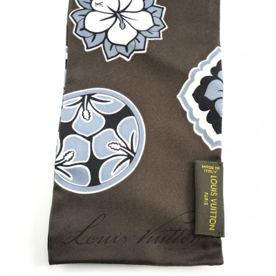 Louis Vuitton Silk Japanese Hibiscus Bandeau Brown 4 of 4