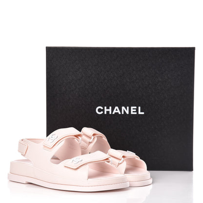 Chanel Rubber CC Flat Sandals 36 Pale Pink 9 of 9