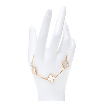 Van Cleef & Arpels 18K Yellow Gold Mother of Pearl 5 Motifs Vintage Alhambra Bracelet 2 of 8