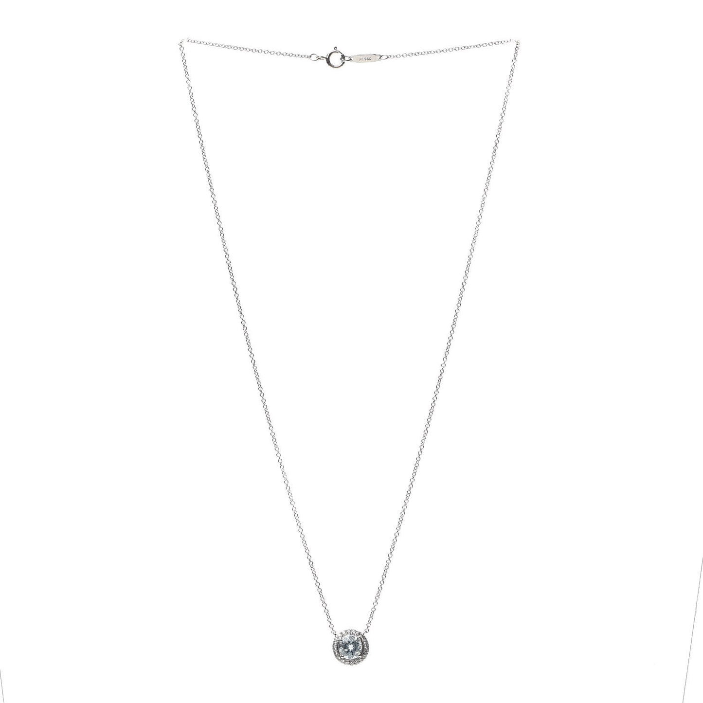 Platinum Diamond Aquamarine Soleste Pendant Necklace