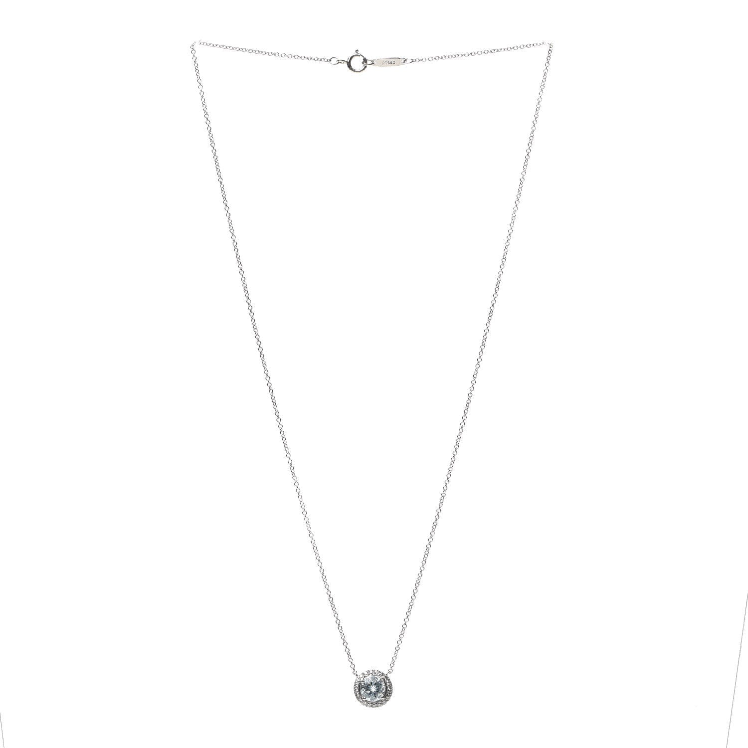 Tiffany Platinum Diamond Aquamarine Soleste Pendant Necklace 3 of 6
