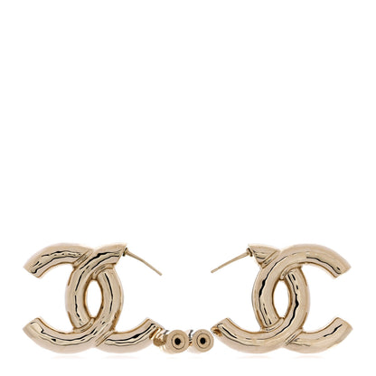 Chanel Metal Large CC Earrings Light Gold 3 of 4