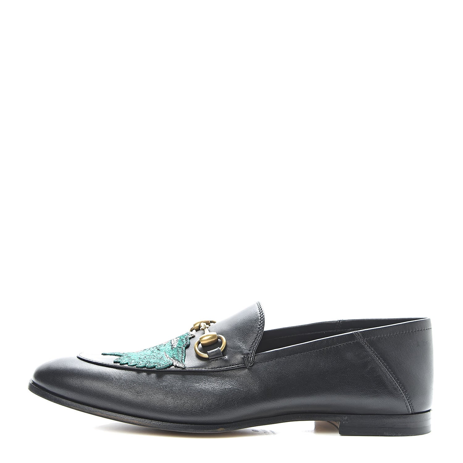 Gucci Lambskin Wolf Embroidered Mens Brixton Horsebit Loafers 9 Black 1 of 9