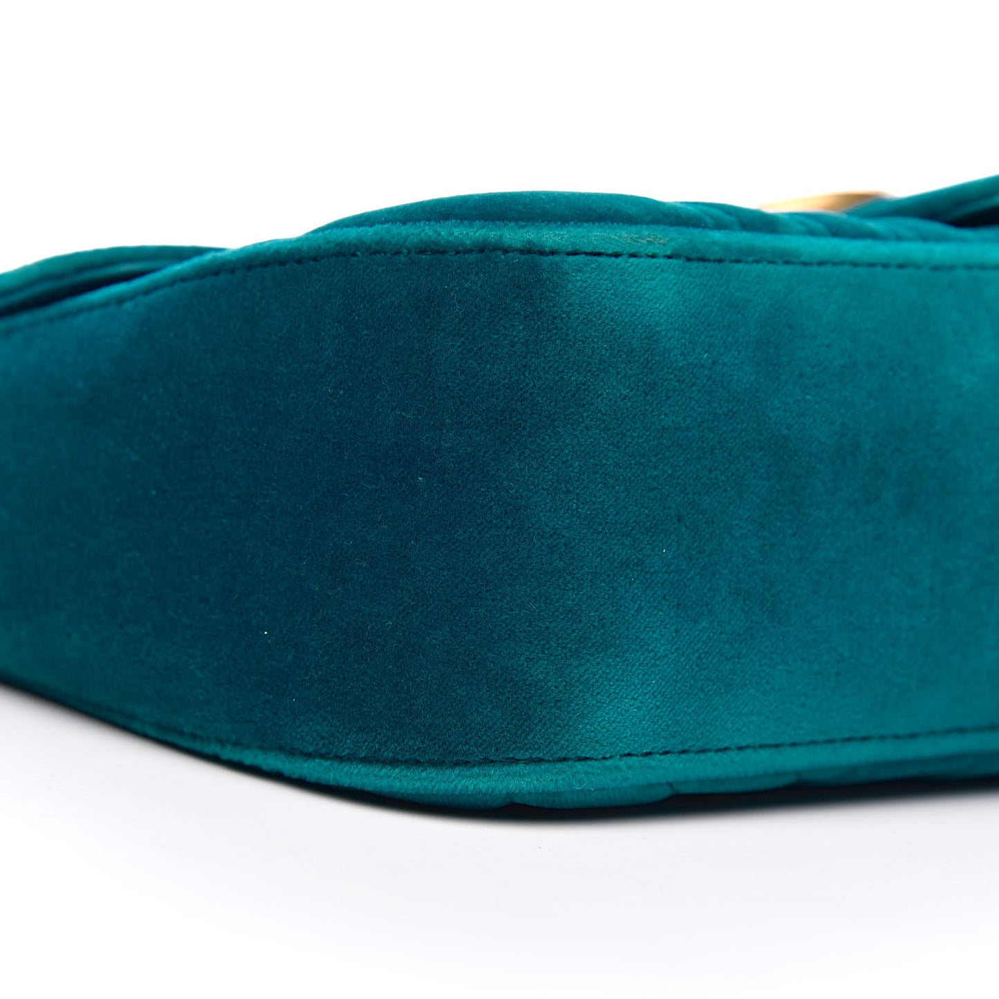 Velvet Matelasse Small GG Marmont Shoulder Bag Pavone Cyan