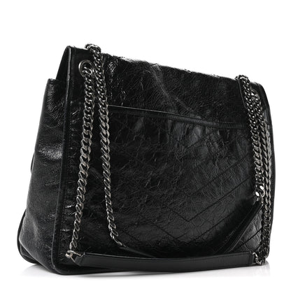 Saint Laurent Crinkled Calfskin Matelasse Monogram Large Niki Chain Satchel Black 3 of 10