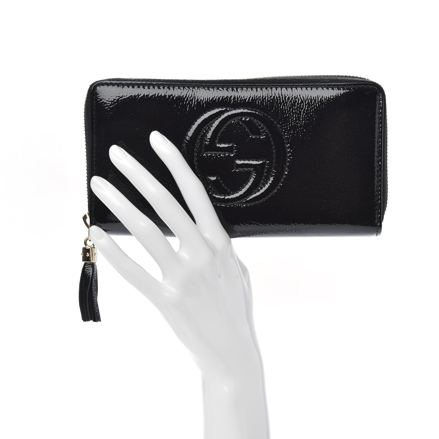 Gucci Patent Calfskin Soho Zip Around Wallet Black 2 of 7