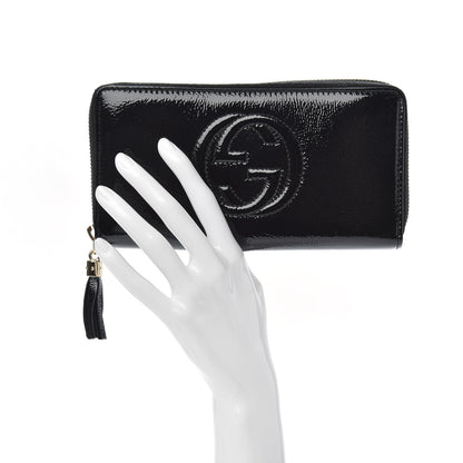 Gucci Patent Calfskin Soho Zip Around Wallet Black 2 of 7